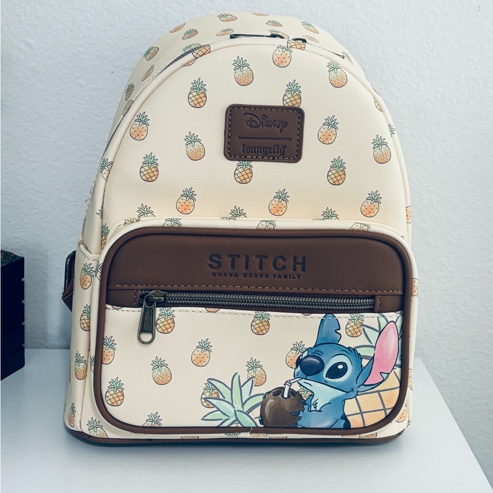 Loungefly Disney Stitch Pineapple Backpack - Cream and Brown